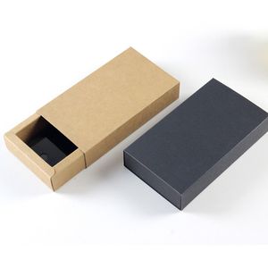 Boîtes-cadeaux en forme de tiroir brun noir, boîte d'emballage en carton en papier Kraft pour accessoires de nœud papillon