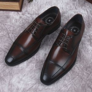 Noir marron oxford Brogue Style hommes chaussures robe formelle homme affaires chaussure à la main concepteur meilleurs hommes en cuir véritable chaussures