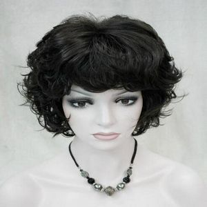 Black Brown Short Curly Women Wig Daily Hair Wig Cosplay Pruiken