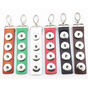 Schwarz, Braun, Weiß, Rot, Grün, Kaffee, echtes echtes Leder, Druckknopf-Schlüsselanhänger, passend für 18-mm-Knopfanhänger mit 4 Druckknöpfen