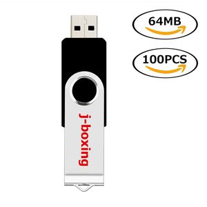 Zwart Bulk 100 stks 64 MB USB Flash Drives Swivel USB 2.0 Pen Drives Metalen Roterende Memory Sticks Duim Opslag voor Computer Laptop Tablet