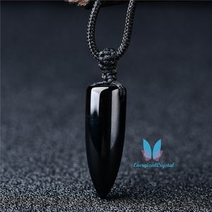 Pendentif Balle Noire Reiki Quartz Charme Pendule Gemme Mode Cristal