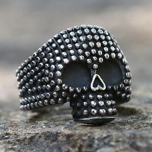 Black Bump Skull Ring 14K Gold Biker Ring Gothic Skull Ring Men Women Punk Rock sieraden Beste cadeau voor vriend