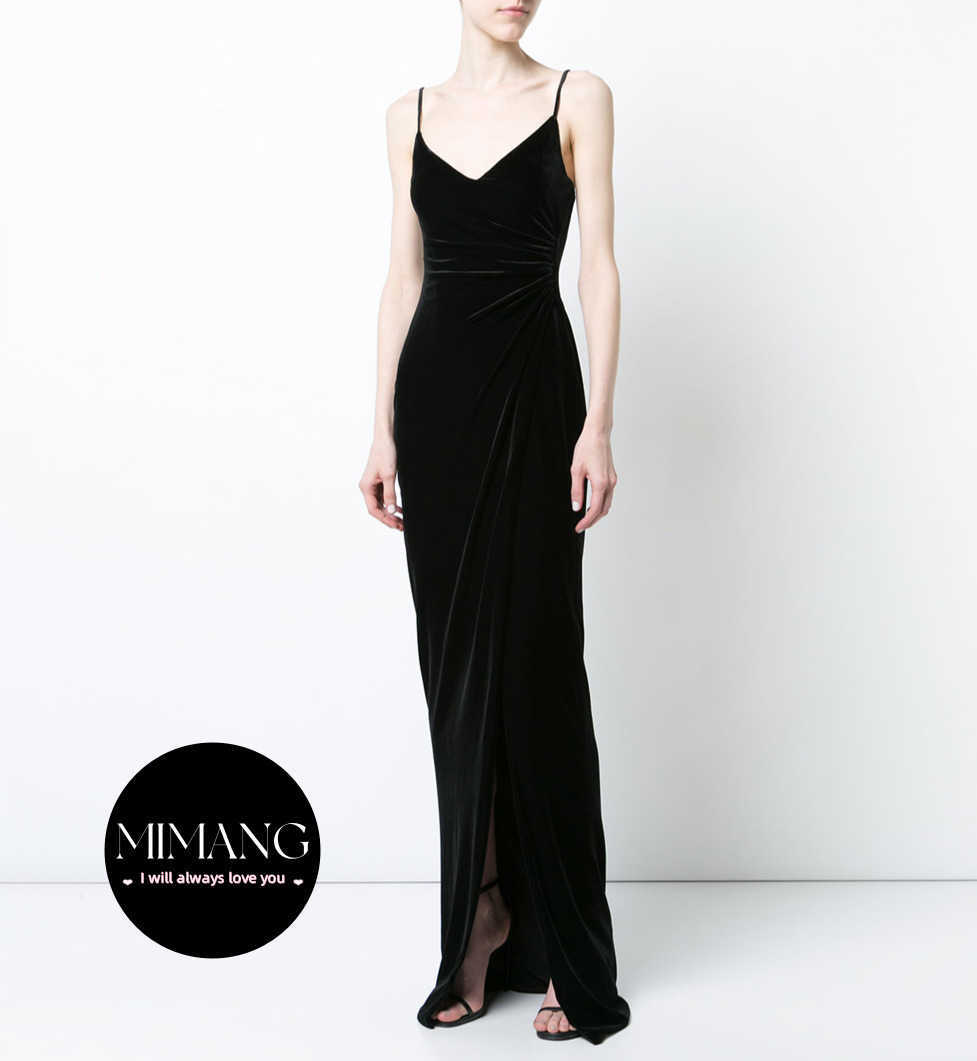 Черное бордовое бархатное платье сексуальное и стройное вечернее платье для вечеринок спагетти