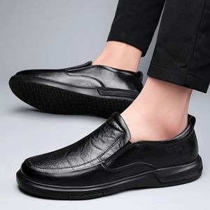 Zwarte zakelijke formele heren s mode casual dagelijkse klassieke zachte zool echte lederen loafers schoenen warme pluche fahion clauste claic loafer schoen pluh