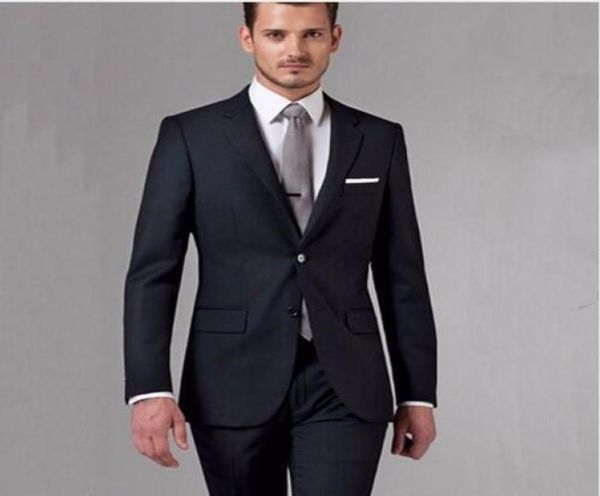 Cosses d'hommes d'affaires noirs Costumes de mariage noirs sur mesure sur mesure pour les hommes Suisse de marié sur mesure Tuxedos en laine pour hommes7876475