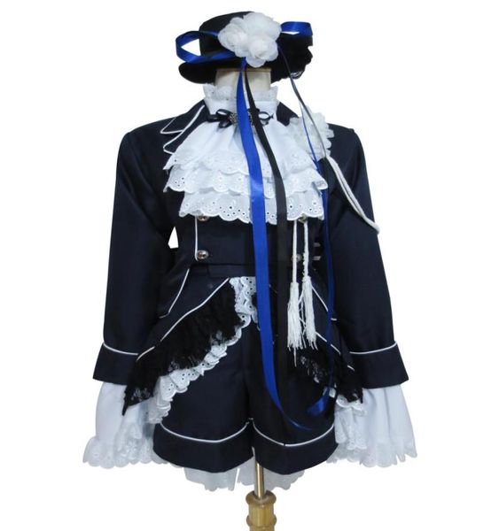 Costume de majordome noir Cosplay Ciel Phantomhive bleu foncé 0127126184