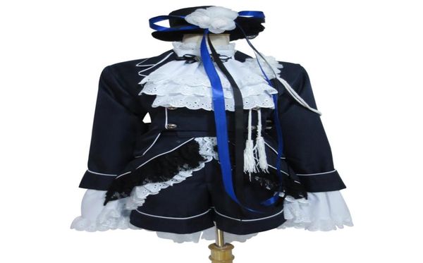 Costume de majordome noir Cosplay Ciel Phantomhive bleu foncé0129419143