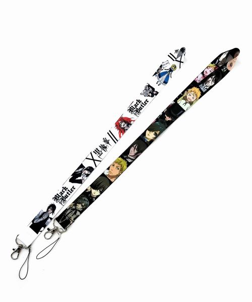 Black Butler Porte-clésLanyards Anime designer Sangle de Cou Clés de Téléphone Portable Lanière de Support de Carte D'identité pour Clés de Portefeuille DIY Longes de Corde Suspendues 20 Pièces