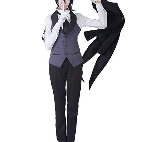 Black Butler Kuroshitsuji Sebastian Cosplay Costume Tailcoat 271h