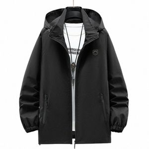 Black Cam Jacket Hommes Coupe-vent Manteau Plus Taille 10XL 11XL Fi Veste à capuche décontractée Homme Couleur unie Vêtements d'extérieur grande taille b7Oz #