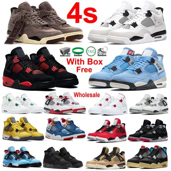 Toile noire 4s Midnight Navy 4 Chaussures de basket-ball Hommes Femmes Canyon Purple 4s Thunder A Ma Maniere Fire Red avec boîte Infrarouge Voile métallique UNC Cool Grey Tattoo Baskets