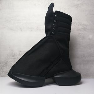 Zwarte Canvas Laarzen voor Mannen Lente Hoefvorm Hak Mannelijke Mode Sneakers P35D50
