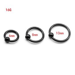 Anneaux de boule de cerceau captif noir BCR sourcils Tragus nez barre de mamelon lèvres corps piercing bijoux en acier inoxydable 316L en gros 240109