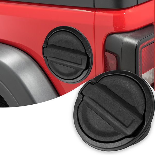 Décoration de couverture de bouchon de gaz de bouchon de réservoir de carburant de voiture noire pour Jeep Wrangler JL 2018 + accessoires extérieurs automatiques de haute qualité
