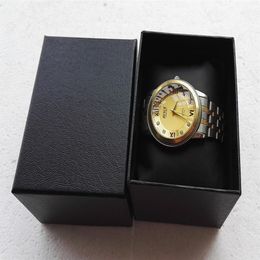 Boîte en carton noir logo personnalisé pu oreiller spécial pour les boîtes de montre à bijoux vente entière caixa para relogio saat kutusu chin3136