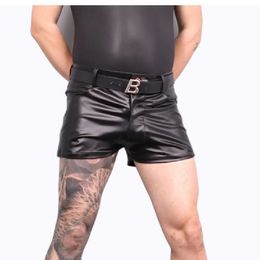 Zwart Casual Bermuda Bike Shorts Kunstleer Pu Matte Glanzende Strakke BoxerBriefs Rechte Voet Strandbroek Draag Boxers 240110