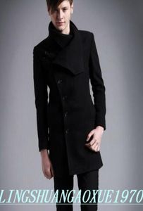 Zwart Casual schuine placket wollen jas mannen 2017 jassen en jassen mannelijke heren wol overjassen jurk winter korte trench jas 2xl9410440