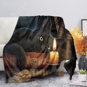 Black Cat 3D Imprimer en velours en veille moelleuse en mollets en polaire couvre-lit SHERPA COUVERNEMENT COURCE COUBRAND