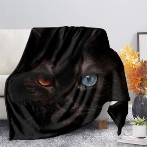 Black Cat 3D imprimé en velours en velours moelleux couvertures couvertures en polaire couvre-lit sherpa canapé / lit / canapé de couette pour adultes pour les adultes