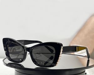 Black Cat Eye Pearls Zonnebril voor Dames Ontwerpers Zonnebril Mode Zonnebril gafas de sol UV400 Eyewear met doos