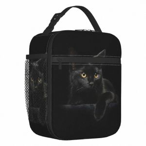 Sacs à lunch isolés pour chats noirs pour femmes mignons pour animaux de compagnie pour animaux animaux portables coler thermique cool à lunch box de travail