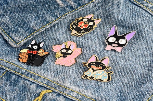 Black Cat Jiji Emage Email 7Styles Cat Cartoon Movie Kiki broches Bijoux animaux broches Broches Pin de revers pour amis Cadeaux3652543