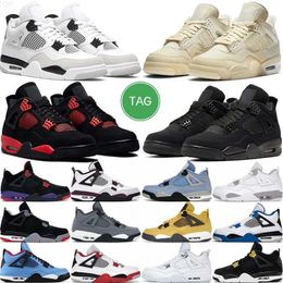 Black Cat Jumpman 4 Retro 4s Basketball Shoes Mens Blackcats Canavs Red Red Blue Thunder Royal J4 J4S Pink Union Offs White