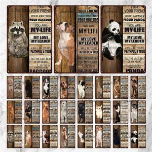 Black Cat Sign Pet Dog Animaux Peinture en métal I Am Your Friend Your Partner Métal Tin Signs Home Décoration murale Plaques en métal 20cmx30cm Woo