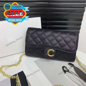 Black Caviar Matelasse Flap Chain Sac à bandoulière 2C Matelassé Interlocking C Purse Chaîne en Or Bandoulière Épaule Messenger Check Velours Fil Bourse Portefeuille Sacs À Main