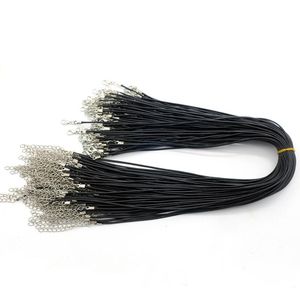 Collares de cadena negra, cordón de cuero de 1,5mm, alambre de cuerda de cera para colgante, regalo DIY, fabricación de joyas, accesorios, collares con cierre de langosta 4