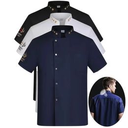 veste noire veste à manches courtes Chef Uniforme Cook Coat Tshirt Baker Work Uniform Restaurant El Clothes Women 240412