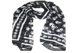 Black Chiffon Silk Feeling Skull Print Fashion Long Sjach Sjawl SCAF Wrap For Women Keyring3746640
