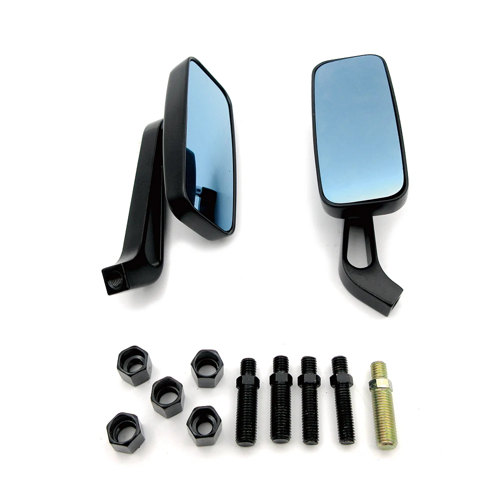 Espelhos laterais de motocicleta retro preta/cromo Ligeira de alumínio Universal de 8/10 mm MOO