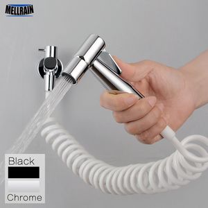 Zwart Chrome Toilet Bidet Sprayer Kit.Metalen wand gemonteerd handheld bidetkraan set 3 meter douchekang