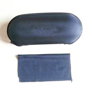 Oval Black EVA Zipper Sunglasses Case with Cloth Cover for Men and Women