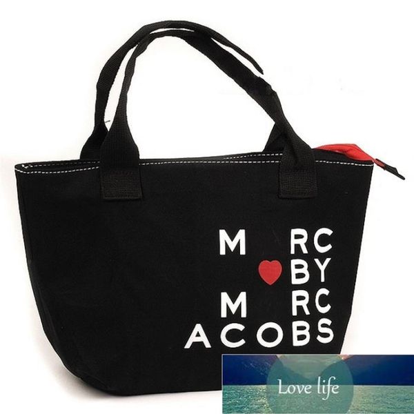 Tote de lona clásico negro Bolso de compras simple Bolso con estampado de letras Revista japonesa Apéndice Bolsas de transporte pequeñas Cremallera roja 2159