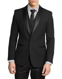 Traje clásico negro para hombre, 2 piezas, esmoquin, chal, solapa, padrinos de boda, conjunto de trajes de boda, moda para hombre, chaqueta de negocios
