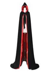 Black Cloak Velvet Hooded Cap Costume médiéval Renaissance Larp Halloween Fancy Dish3708457