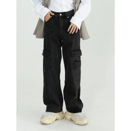 Vêtements noirs hommes automne Vintage Jeans lavé pantalon large ample pantalon Cargo droit Baggy Jeans Denim Jeans Streetwear 231228