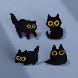 Ballon de charbon noir mignon broche animal yeux de chat de chat accessoires accessoires