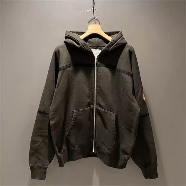 Manteau noir pour hommes et femmes, étiquettes 1:1, poche à fermeture éclair, rayé épissé, veste ample en Patchwork, Cardigan Streetwear