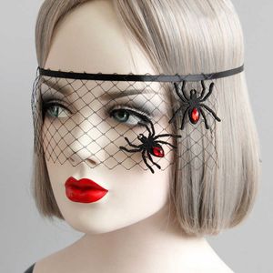 Black Cobbeb Lace Hair Accessoires Silver Rose Bud Crystal Beading Cobwebs Lace Headbands Halloween Party voor kinderen