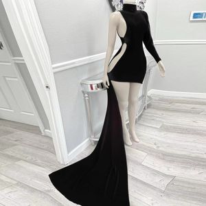 Zwarte cocktailjurken Superior High Neck Fashionable Dress Vestidos Mini Rok Celebrity Party Party Prom Jurken Cutom gemaakt