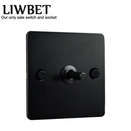 Interrupteur mural 2 voies de couleur noire, 1 bouton, panneau lumineux en acier inoxydable AC220250V avec bascule de couleur noire T200605284u