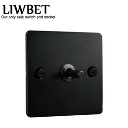 Interrupteur mural 2 voies de couleur noire, 1 bouton, panneau lumineux en acier inoxydable AC220250V avec bascule de couleur noire T200605288x