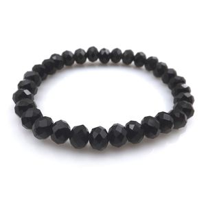 Bracelet en cristal en cristal de couleur noire 8 mm Bracelet en cristal pour femmes bracelets extensibles de style simple 20pcs / lot livraison gratuite