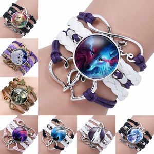 Zwarte kleur gotische wolf maan glas koepel dome armband armband sieraden love boy mannen handgemaakte armbanden