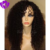 Couleur Noir Kinky Curly Lace Front Wigs Glueless avec bébé cheveux longs bouclés synthétique avant de dentelle perruque pour les femmes noires