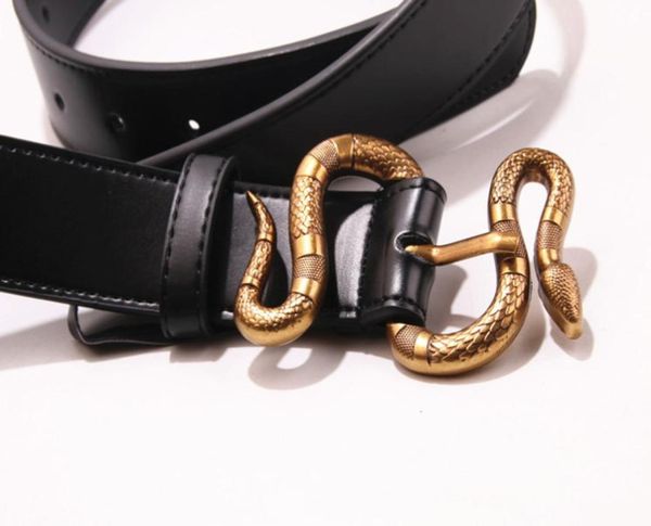 Color negro Luxury de alta calidad Cinturones de diseñador de vaca Fashion Snake Pon Buckle Genuine Leather Belt Belt Belt Ceinture2580291
